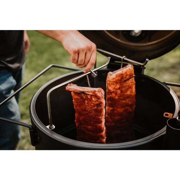 Bronco 284 sq. in. Drum Charcoal Smoker and Grill in Orange with Cover