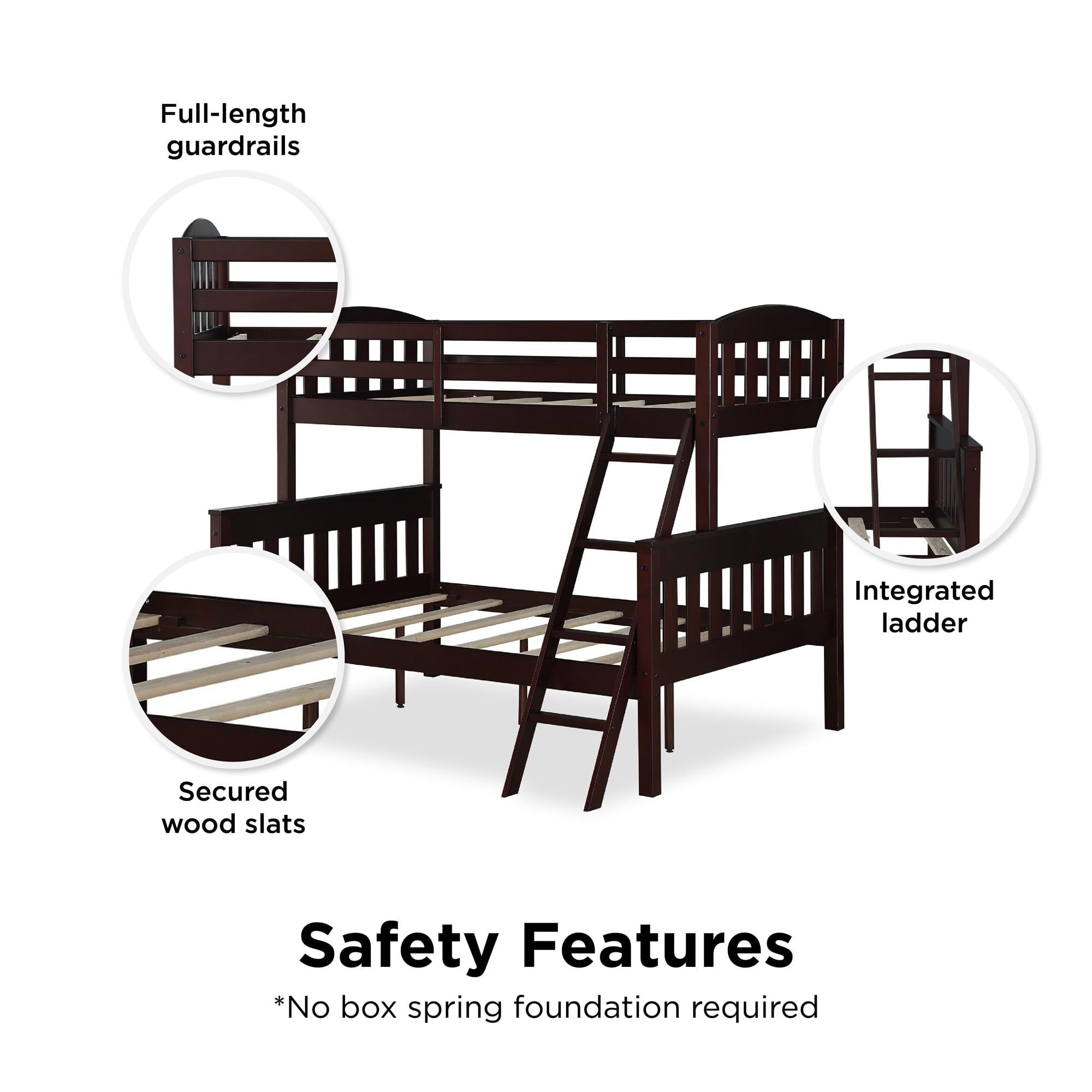 DHP Airlie Twin-Over-Full Bunk Bed with Ladder, Espresso