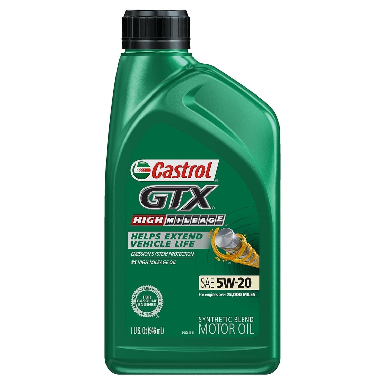 Castrol GTX High Mileage 5W-20 Synthetic Blend Motor Oil, 1 Quart