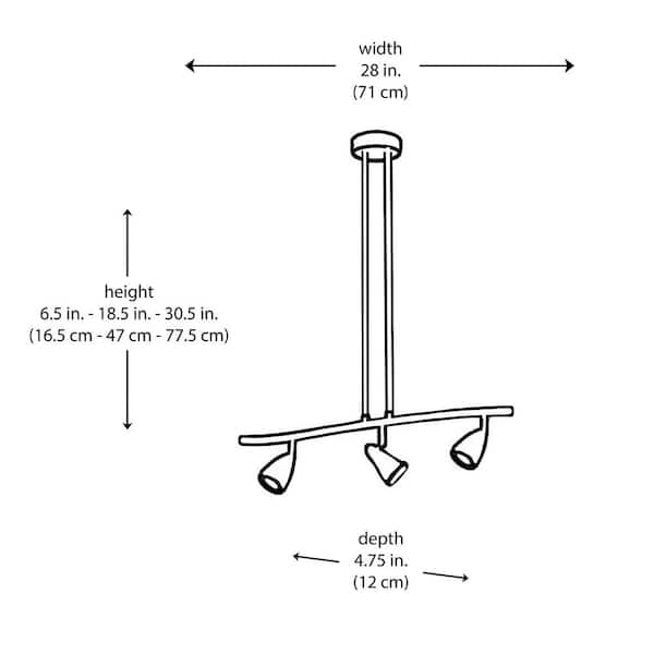 Renew 2.3 ft. 3-Light Brushed Nickel Track Light Fixture with Adjustable Heads