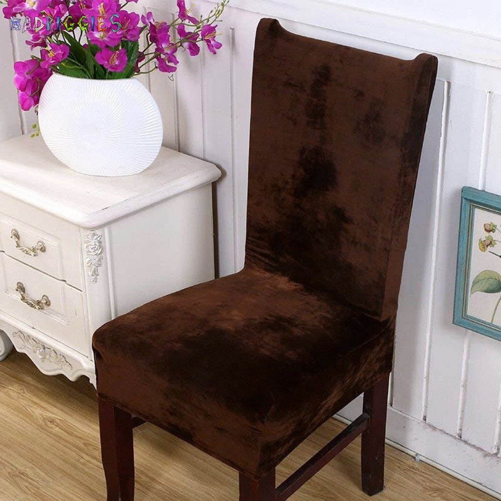 BadPiggies 1 Pack Velvet Stretch Dining Room Chair Covers Soft Removable Dining Chair Slipcovers,Grey