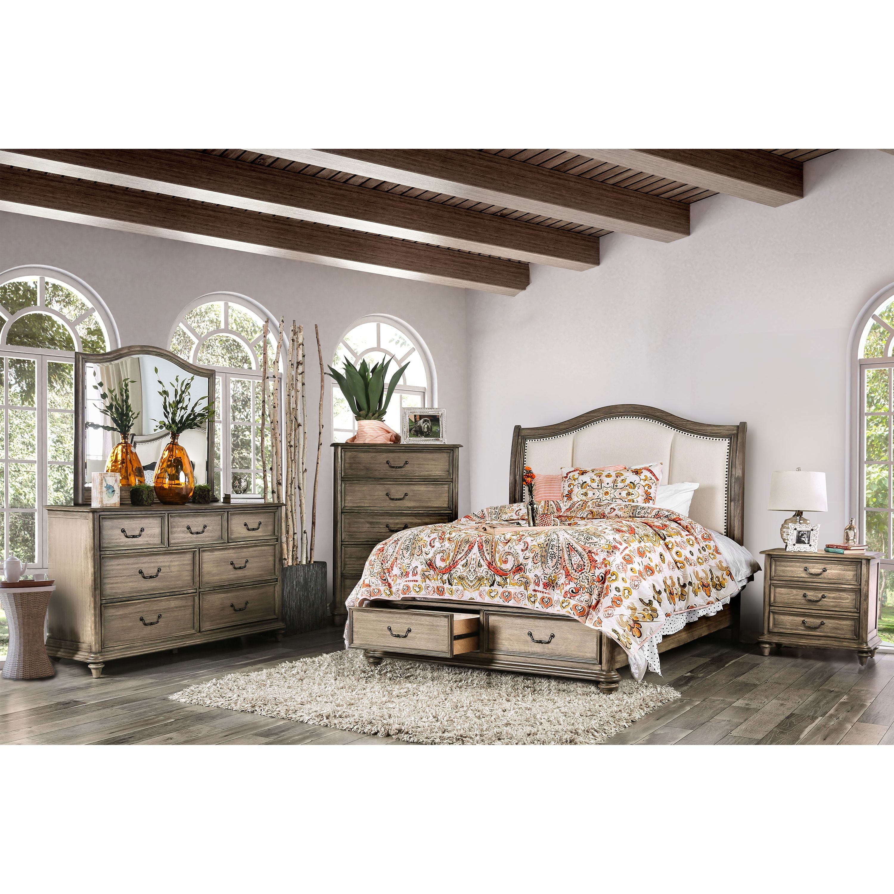 Furniture of America Vinita IV Platform Bed, Queen, Rustic Natural Tone
