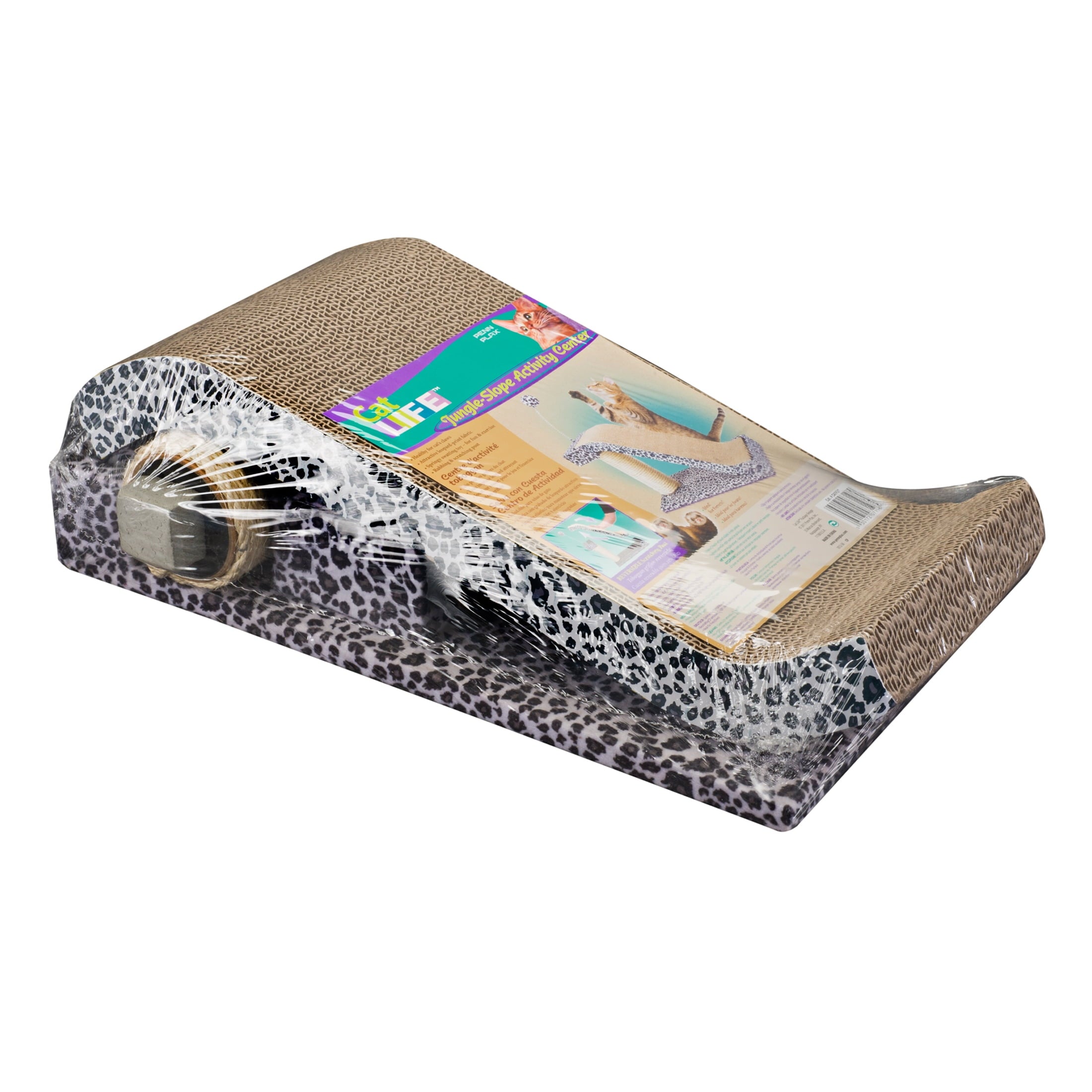 Penn-Plax Jungle-Slope Cat Leopard Print Activity Center – Cardboard – Black & White