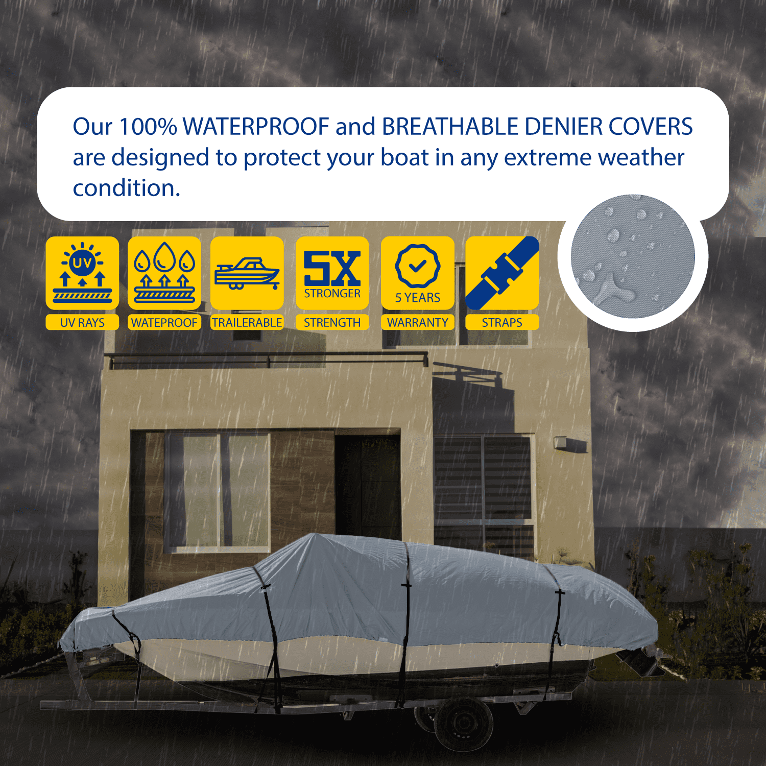 Seal Skin Trailerable T-Top Boat Cover, up to 32'ft Long and 120