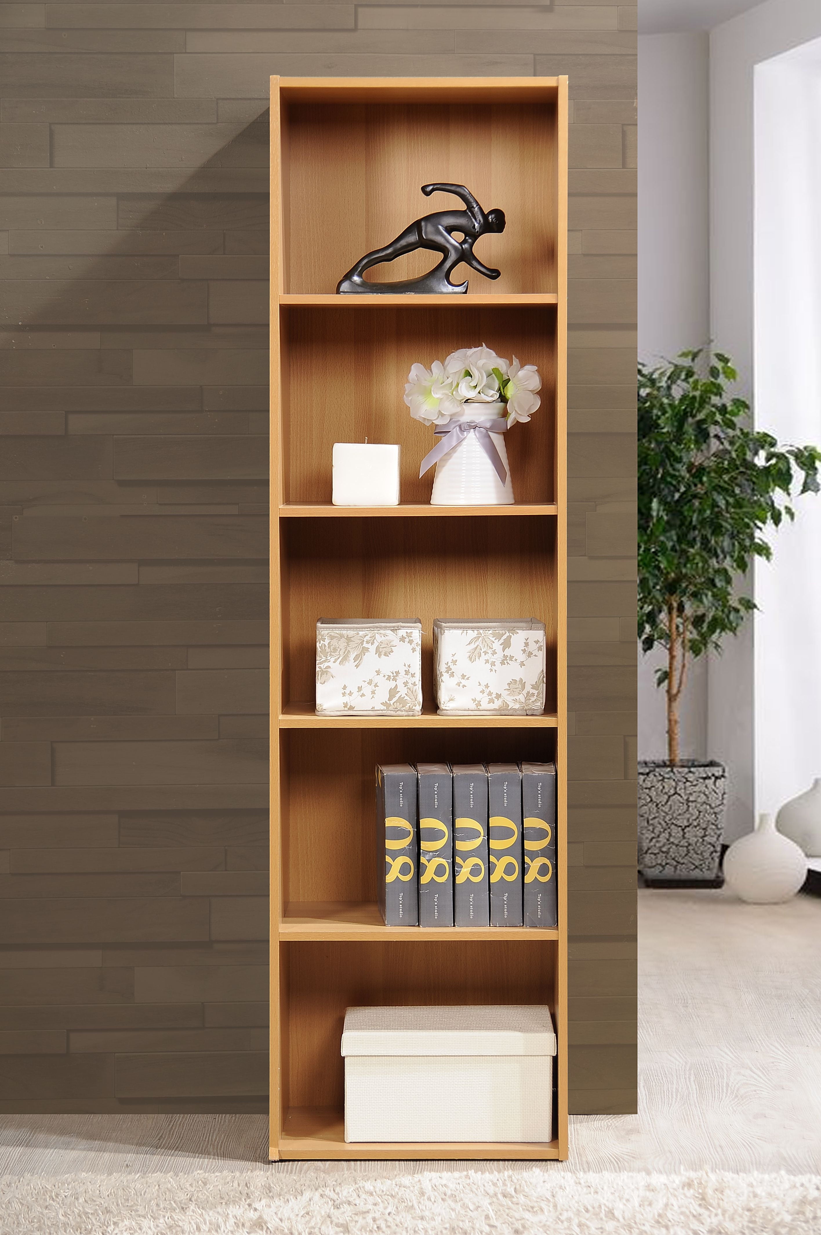 Hodedah 5-Shelf Bookcase, Beech