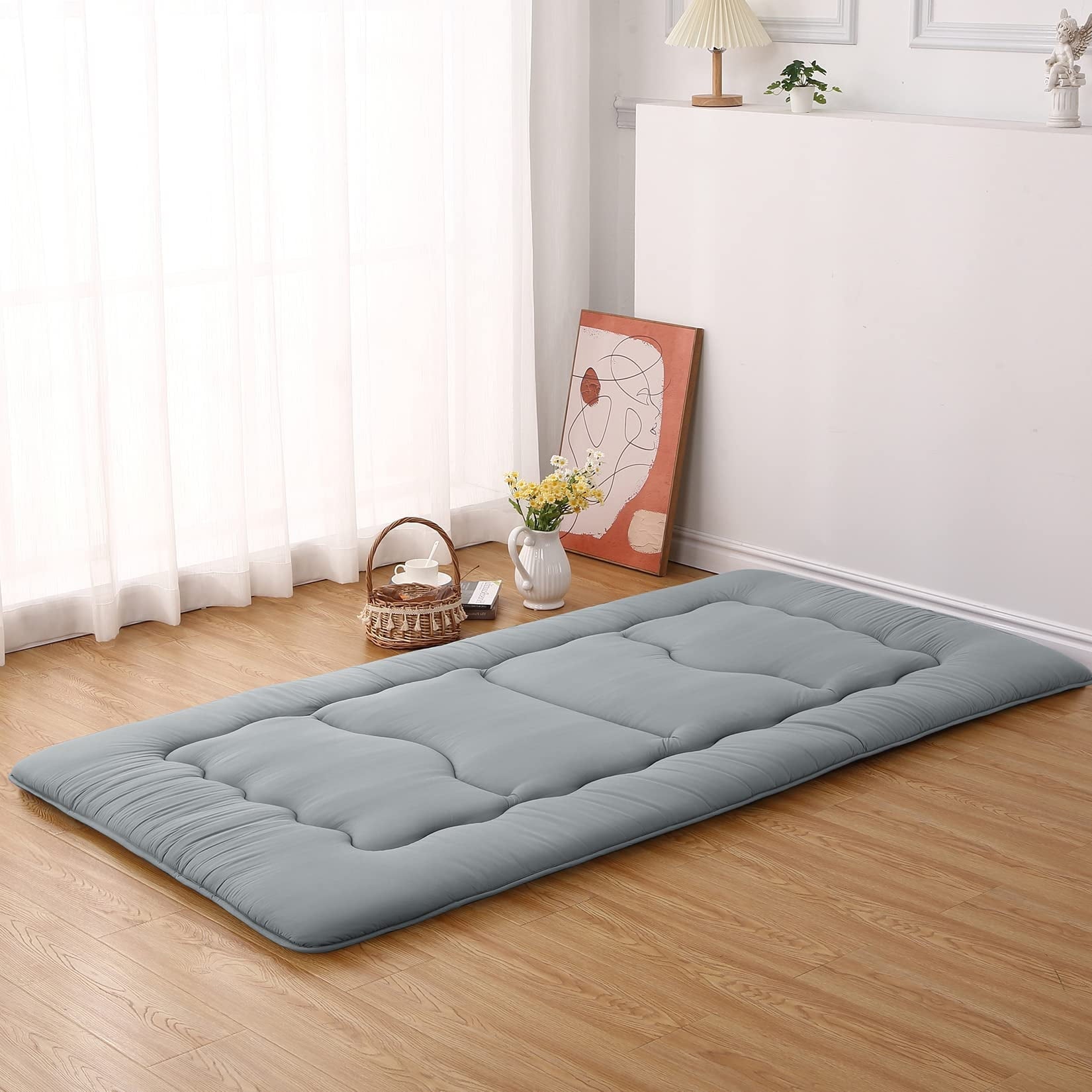 CREATIVE HOBBIES Japanese Futon Mattress Floor Mattress for Adults, Sleeping Mattress for Floor Japanese Futon Floor Mattress Twin Size, Tatami Mat, Roll Up Mattress Camping Mattress Pad