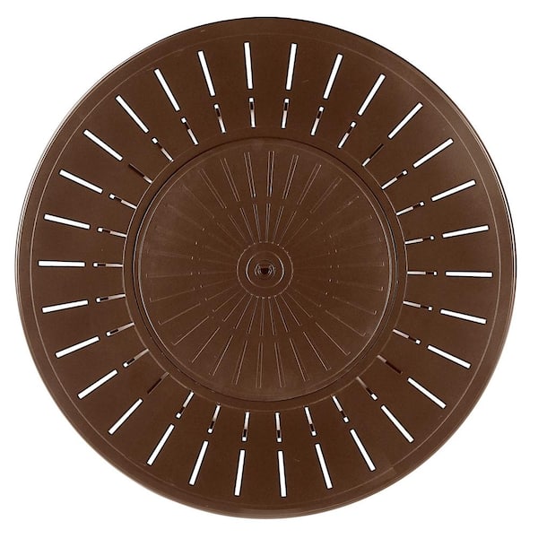 44 in. x 44 in. Brown Round Aluminum Propane Fire Pit Table with Glass Beads, 2 Covers, Lid, 55,000 BTUs