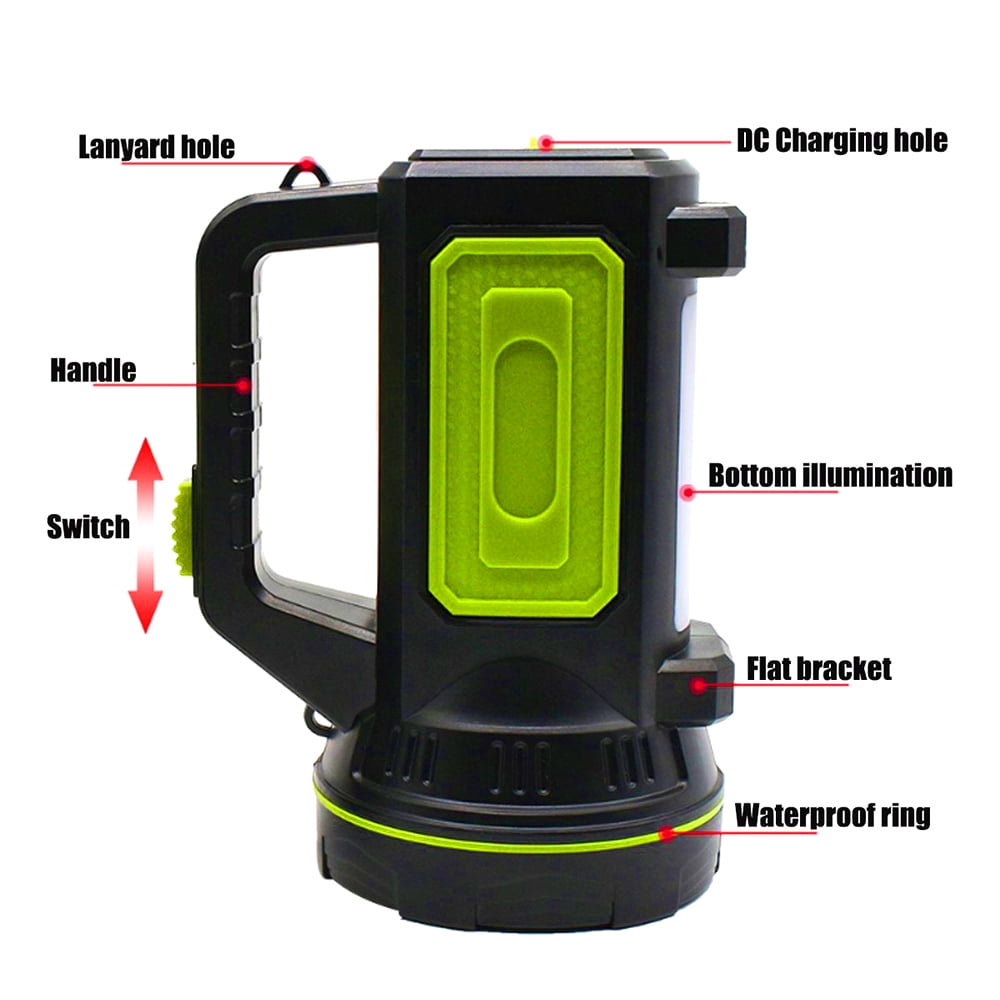 Rechargeable Spotlight, Super Bright 135000 Lumen LED Flashlight Handheld spotlight Long Lasting Large Flashlight Searchlight IP65 Waterproof (Side light)
