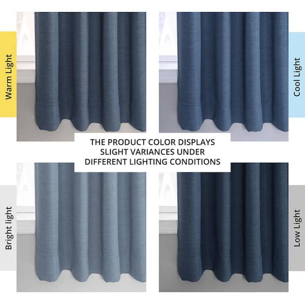 Wild Blue Textured Bellino Room Darkening Curtain - 50 in. W x 63 in. L Rod Pocket with Back Tab Single Curtain Panel