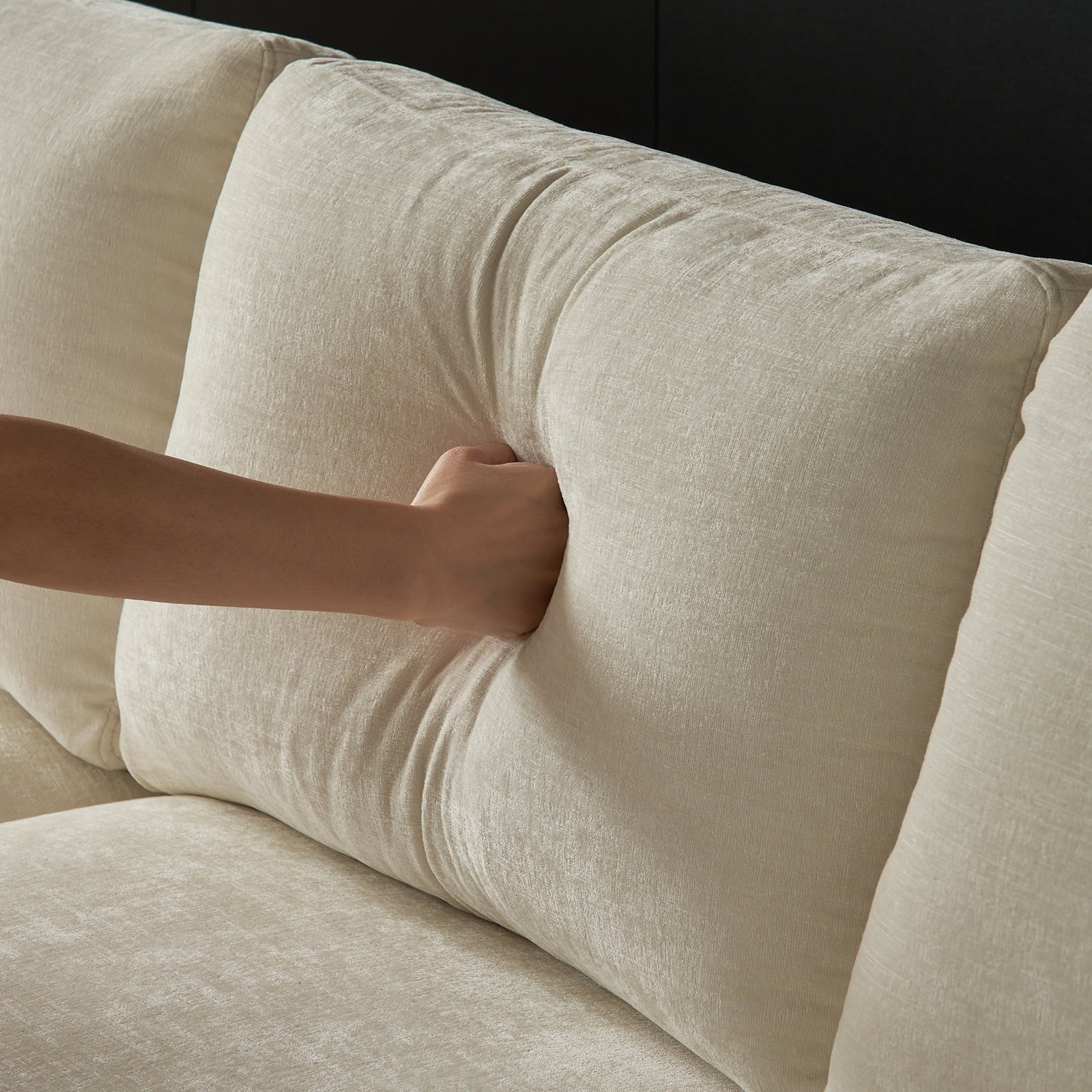 Zimtown Convertible Sectional Sofa,U Shaped Couch with Double Reversible Chaise, Chenille Fabric Fabric Sectional Couch with Metal Feet Beige