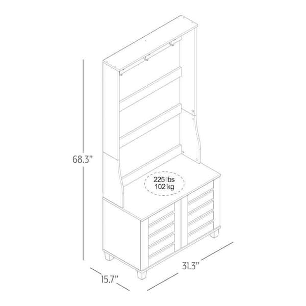 Brantford Knotty Oak Hall Tree with Bench and Shoe Storage