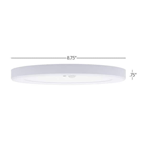 9 in. 1-Light White LED Interior Flush Mount Ceiling Light with Motion Sensor