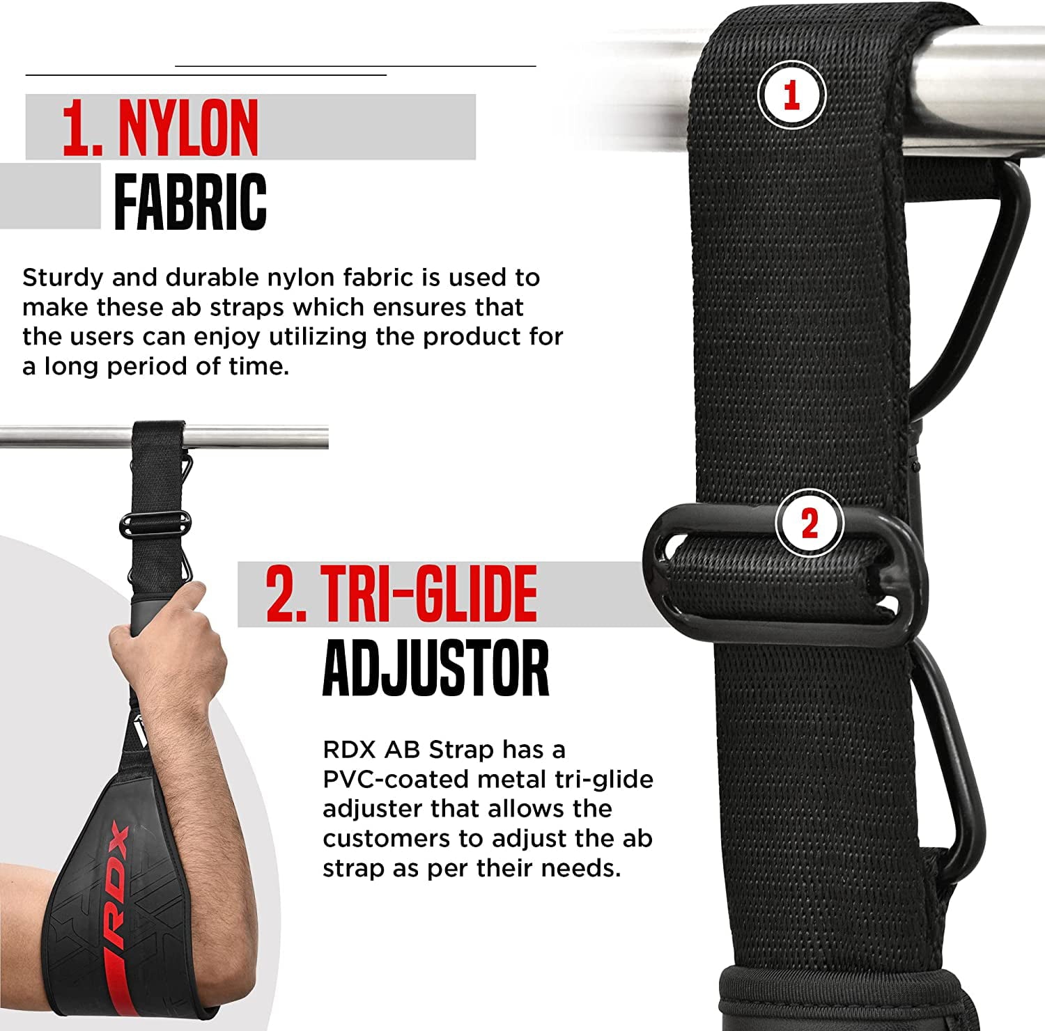 RDX Fitness Hanging AB Straps for Abdominal Muscle Building and Core Training, Maya Hide Leather Strap Steel D-Rings, Pull up Assist Straps, Elbow Hanging Men Women Home Gym Workout Equipment