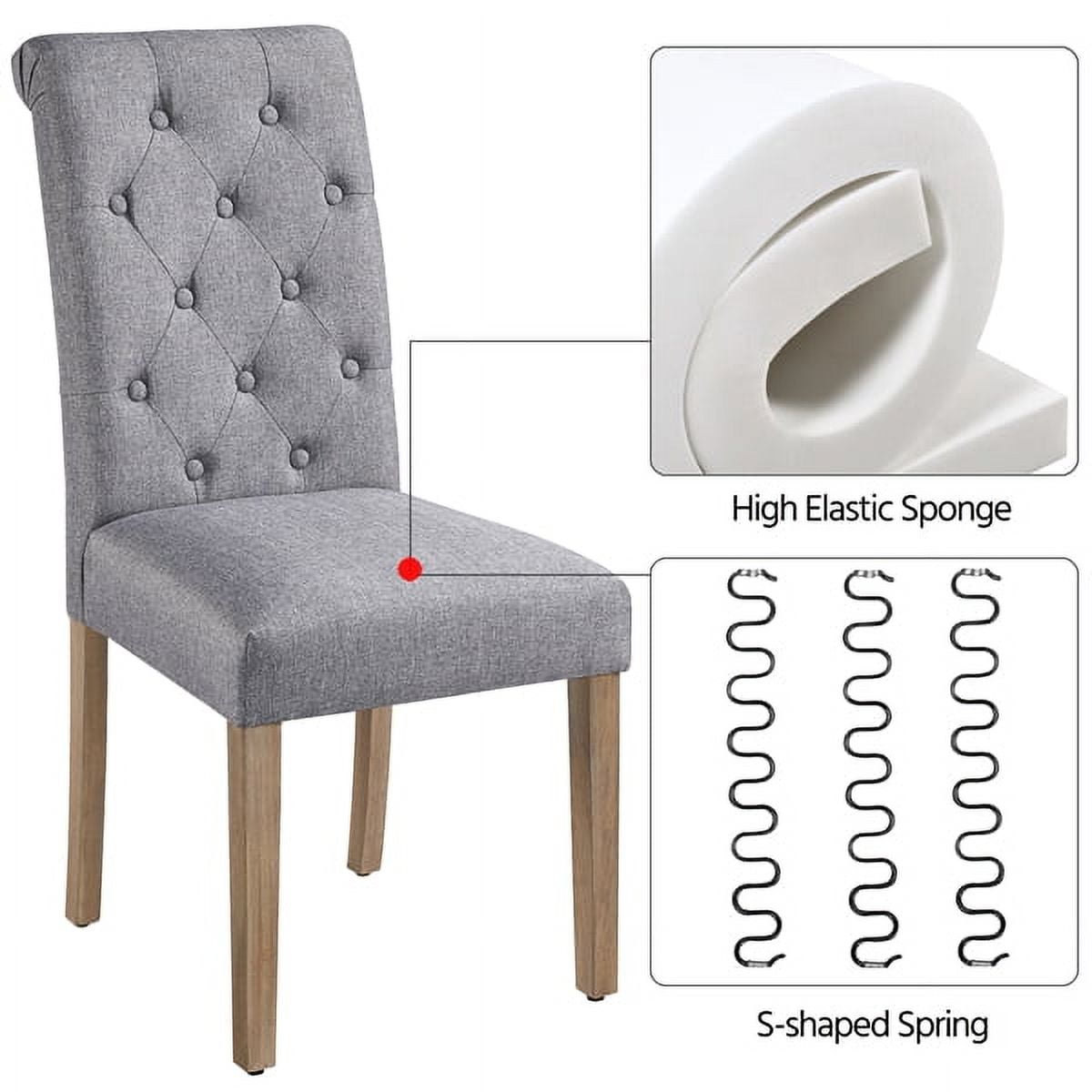 Alden Design Tufted Upholstered High Back Parson Dining Chair, Set of 2, Gray