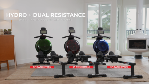 Sunny Health Fitness Smart Hydro+ Magnetic Compact Water Rower SF-RW522017GRN