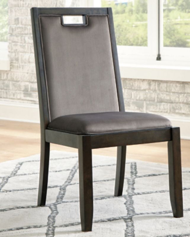 Signature Design by Ashley Hyndell Upholstered Dining Room Chair Set of 2, Dark Brown & Gray