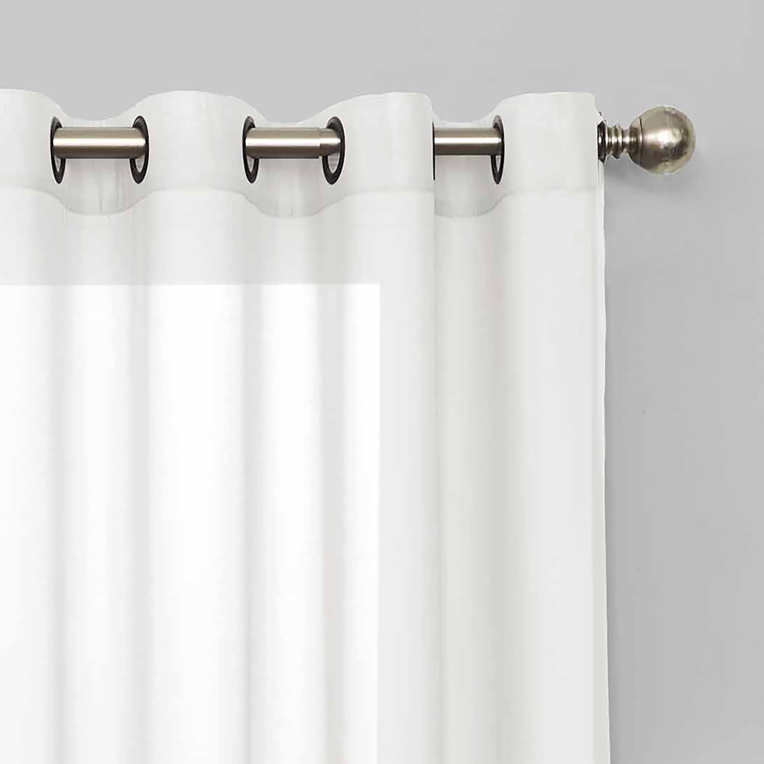 Eclipse Liberty Light Filtering Sheer Grommet Top Single Window Curtain Panel, White, 52x108