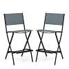 Costway Set of 2 Outdoor Bar Chair Folding Bar Height Stool with Metal Frame Coffee