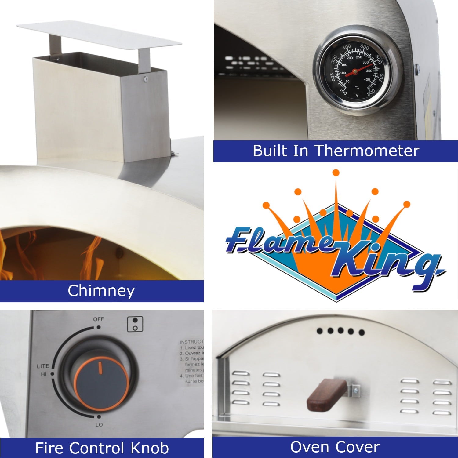 Flame King Multi Function Propane Pizza Oven with 13 inch Pizza Stone