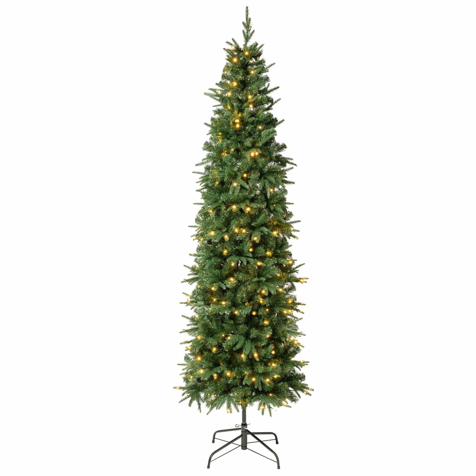 National Tree Company First Traditions Pre-Lit Duxbury Slim Christmas Tree with Hinged Branches, Warm White LED Lights, Plug In, 6 ft
