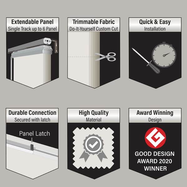 Gleaming Garden 110 in. - 153 in. W x 94 in. L Adjustable 7- Panel White Single Rail Panel Track with 23.5 in. Slates