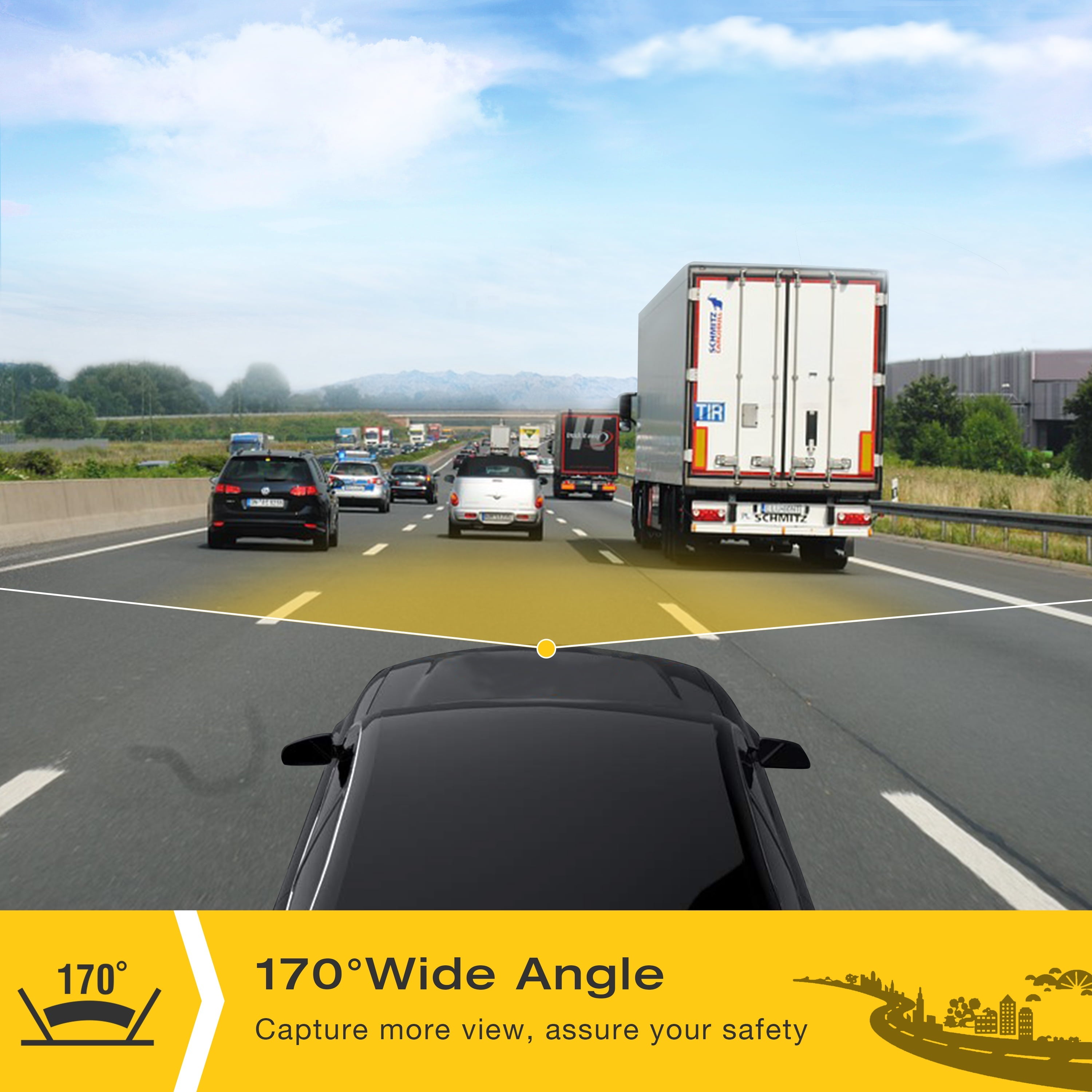 TOGUARD Dash Cam Front and Rear 1080P Full HD Car Camera,2.45 inch Dash Camera with 64GB SD Card, Super Night Vision, Parking Mode, G-Sensor, Loop Recording, WDR