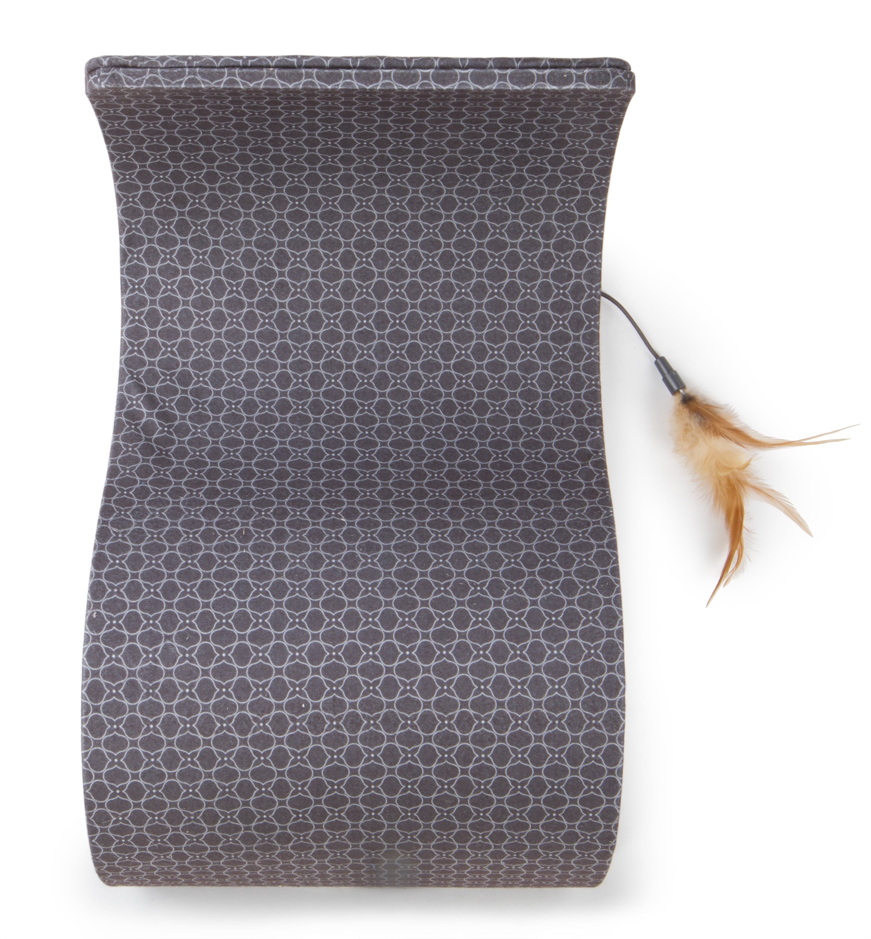 SmartyKat Scratch Scroll with Feather Toy, Multi-Surface Sisal & Carpet Cat Scratcher, Interactive Scratching Outlet & Lounger