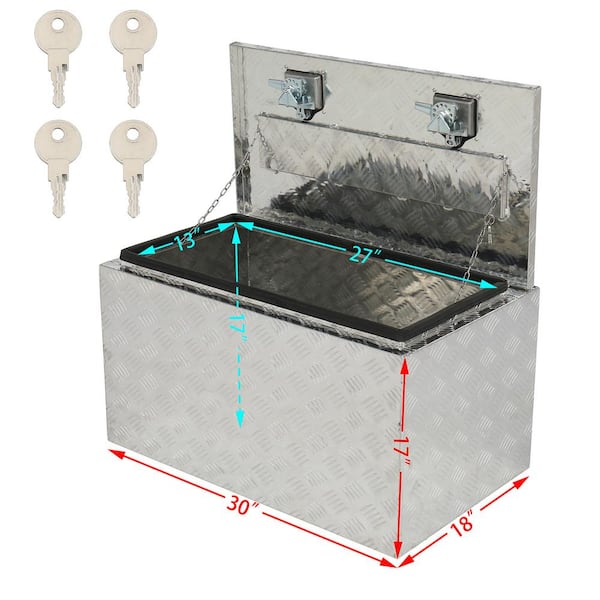 30 in. Silver Diamond Plate Aluminum Underbody Truck Tool Box Double Lock with Key