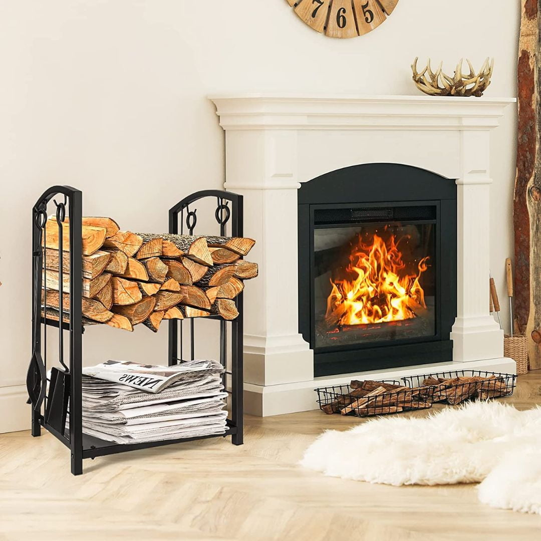 Lifespace Log Holder Set with 4 x Fireplace Tools