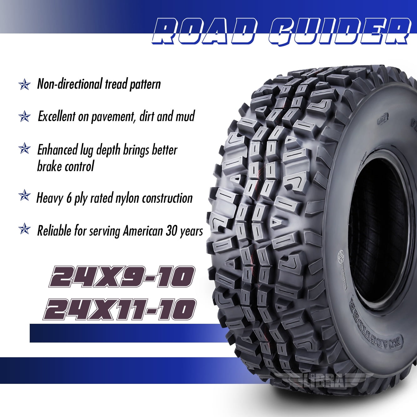 Set of 4 ATV tires 24x9-10 Front & 24x11-10 Rear 6PR