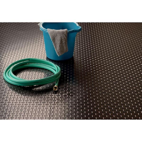 Diamond Tread 7.5 ft. x 17 ft. Midnight Black Commercial Grade Vinyl Garage Flooring Cover and Protector