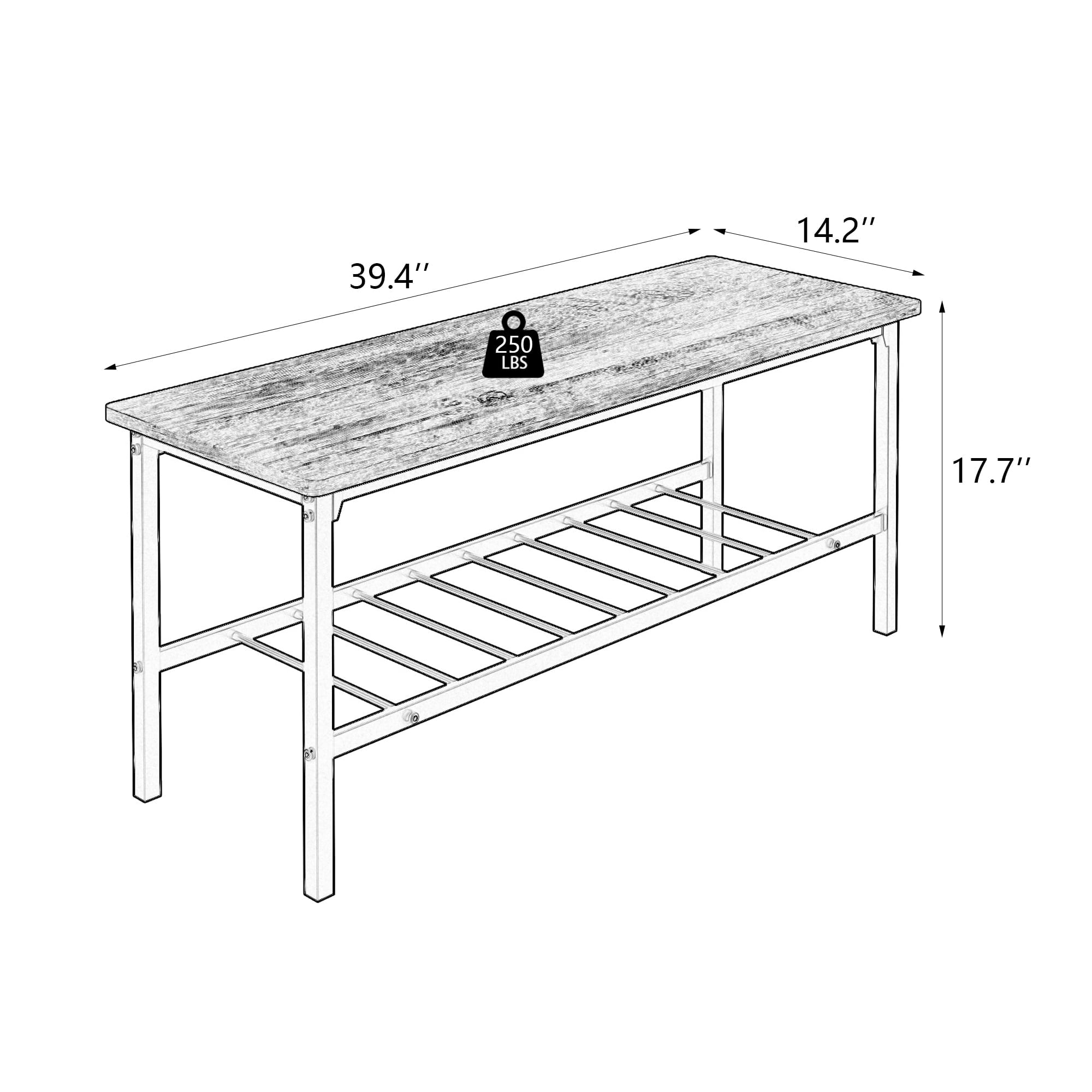 Dining Table Set, 4 Piece Dining Room Table Set for Small Spaces, Kitchen Table with 2 Chairs and a Long Bench, Space-Saving Table Set for Kitchen, Dining Room, Restaurant - Easy to Assemble