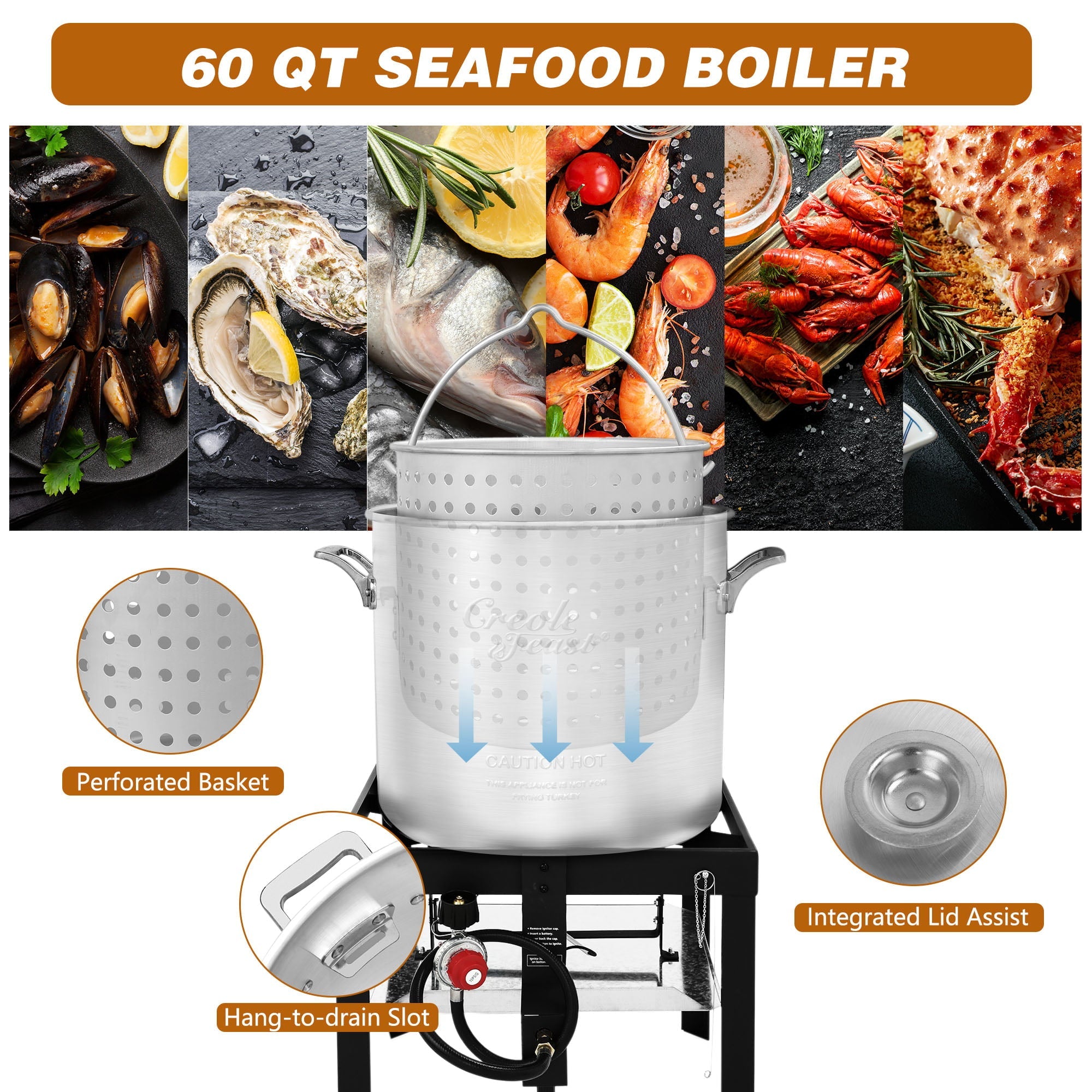 Creole Feast SBK0601, 60QT Seafood Boiling Pot Kit