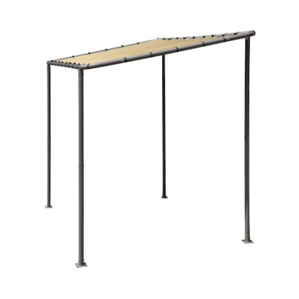Solano 10 ft. W x 6 ft. L 2 in. Steel Patio Awning with Heavy-Duty, Fire-Rated Tan Cover and Quick-and-Easy Bungee Setup