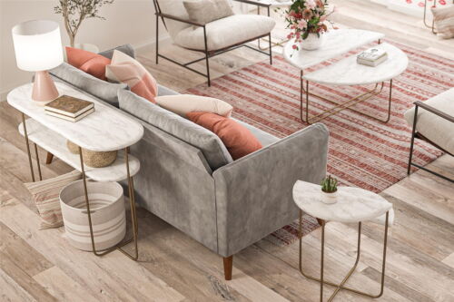 Novogratz Athena Console Table, White Marble