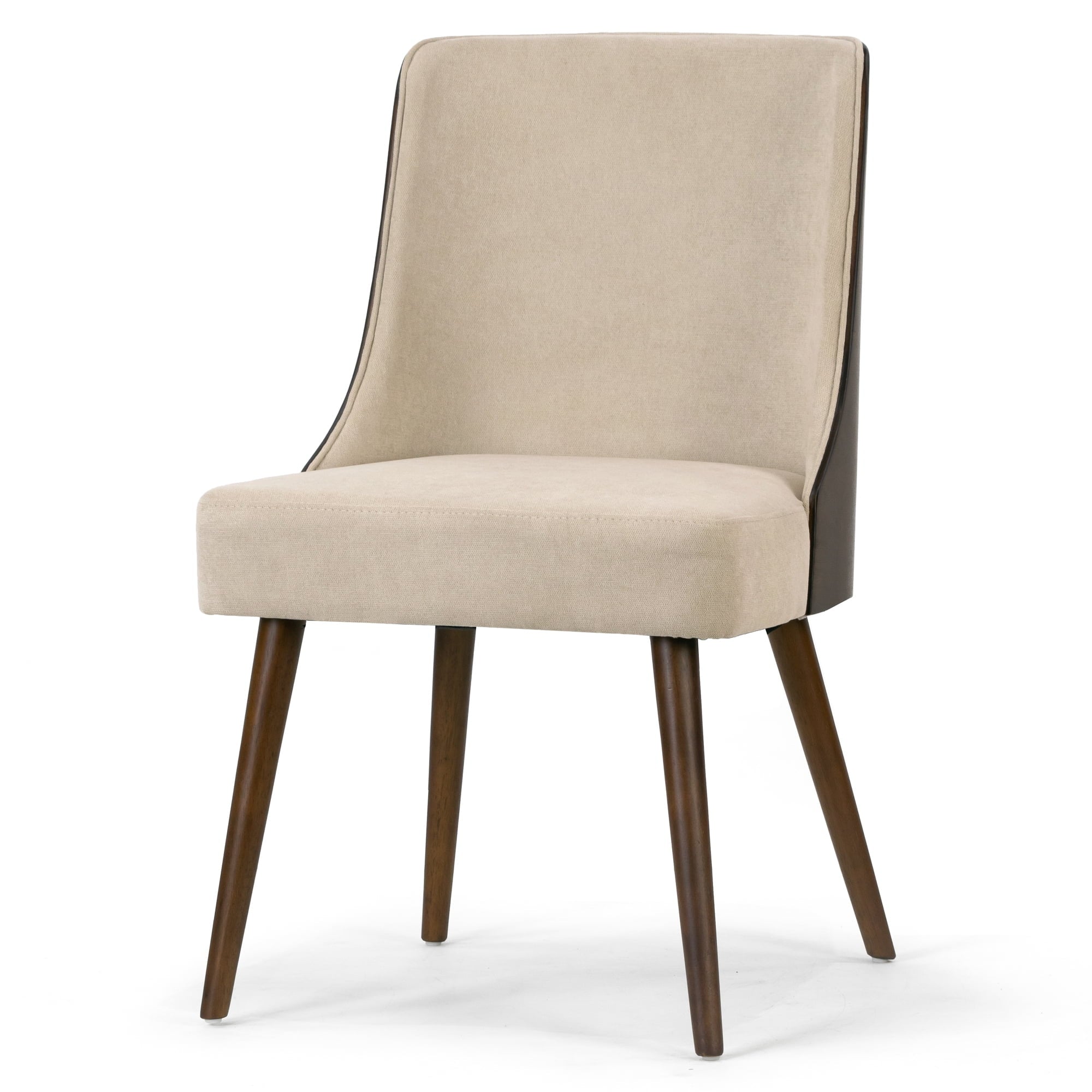 Glamour Home Set of 2 Asma Beige Fabric Chair with Dark Brown Bentwood Back and Solid Wood Legs