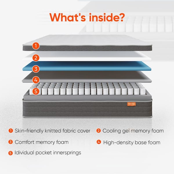 12 in. Medium Hybrid Pillow Top King Size Mattress, Support and Breathable Cooling Gel Memory Foam Mattress