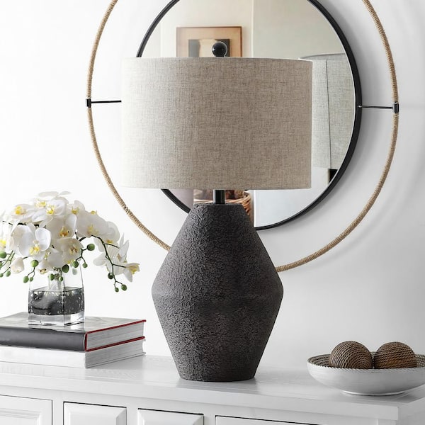 Ersta 26.5 in. Brown Table Lamp with Oatmeal Shade