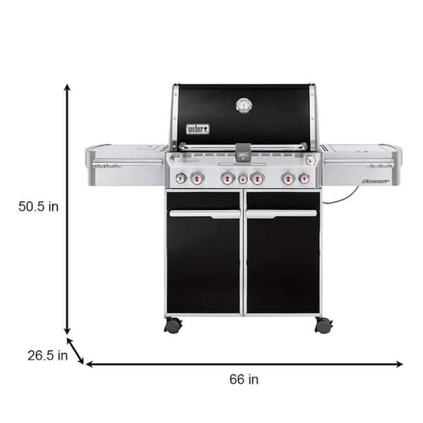 Summit E-470 4-Burner Propane Gas Grill in Black with Built-In Thermometer and Rotisserie