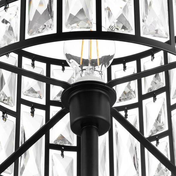 Kristella 24 in. Black Table Lamp with Chrystal Shade