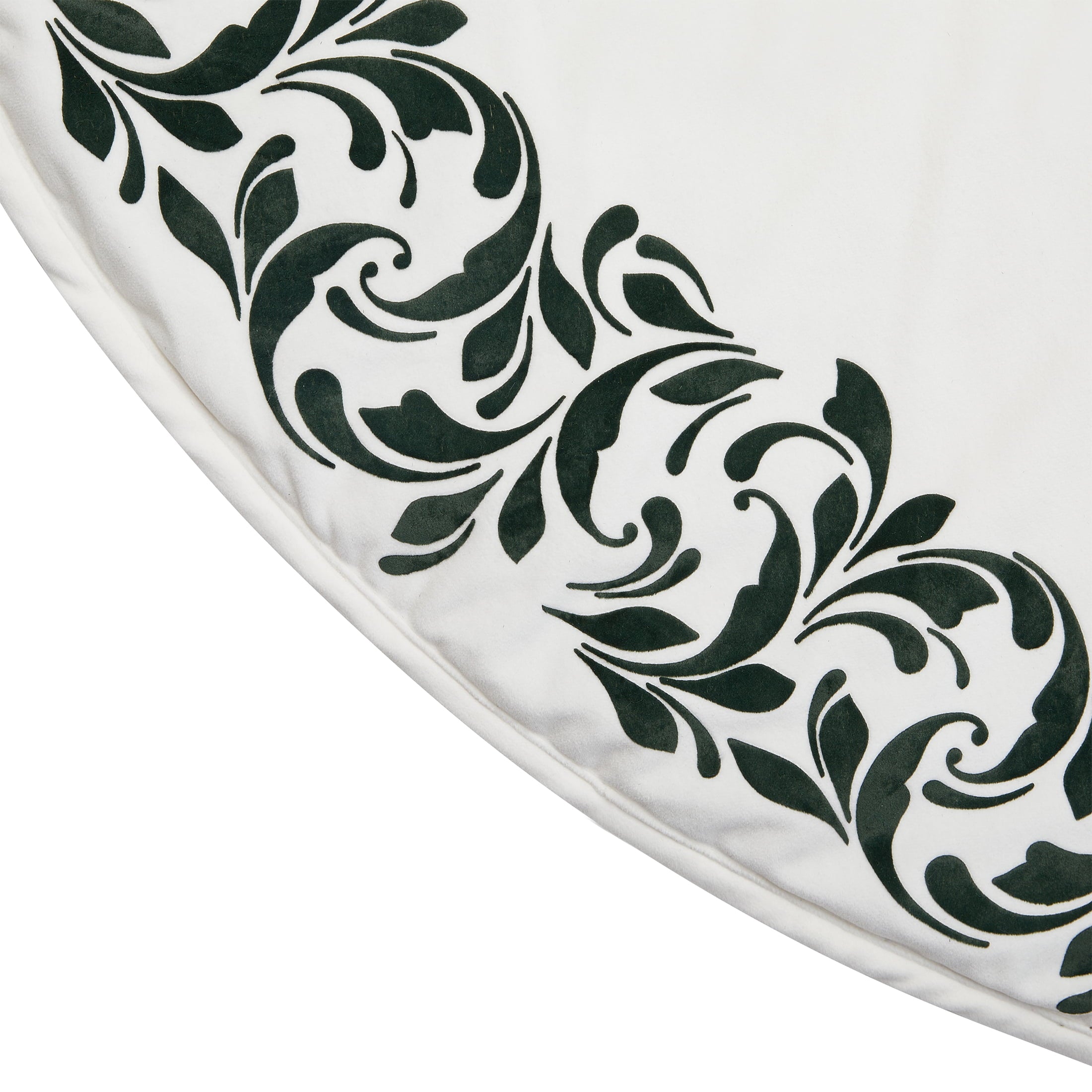 My Texas House Natalie Green Flocked Velvet Christmas Tree Skirt, 52