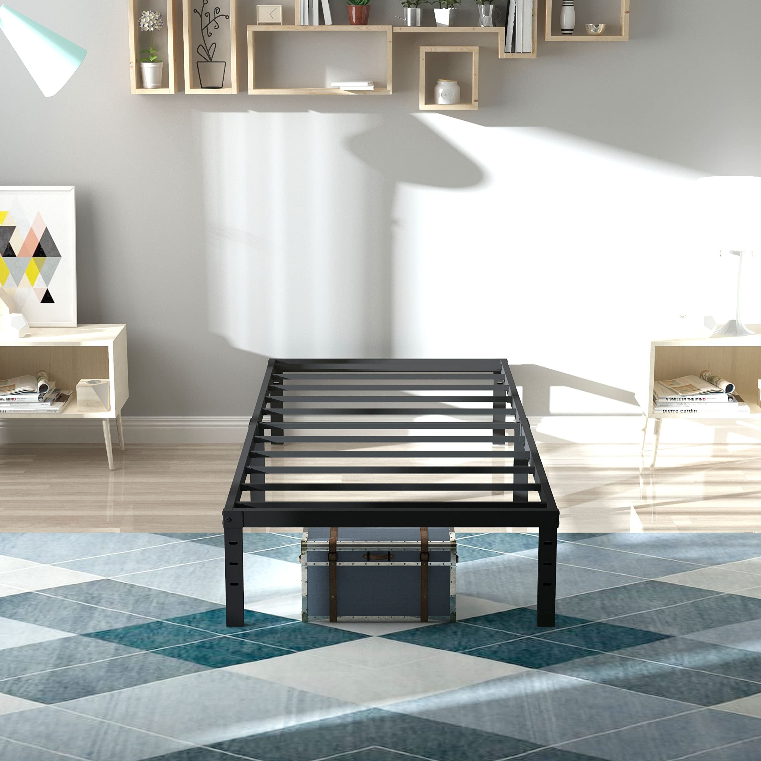 Rooflare 14'' Heavy Duty Twin Metal Platform Bed Frame ,Black