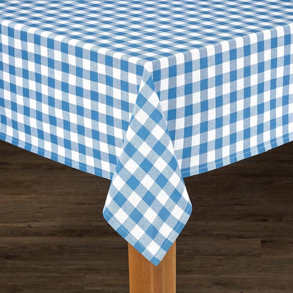 Buffalo Check 70 in. Round Navy 100% Cotton Table Cloth for Any Table