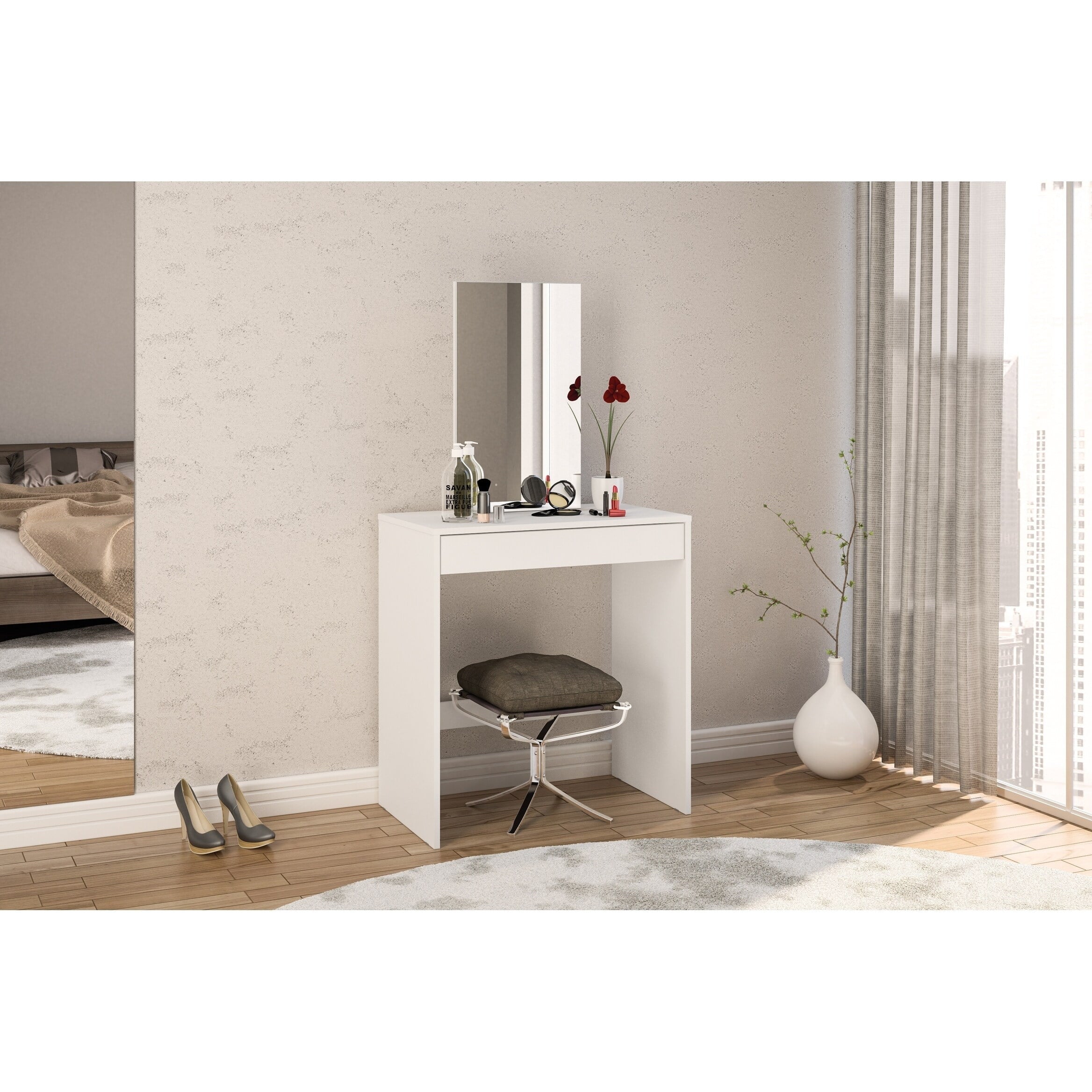 Polifurniture Kansas Modern Bedroom Vanity Table, White