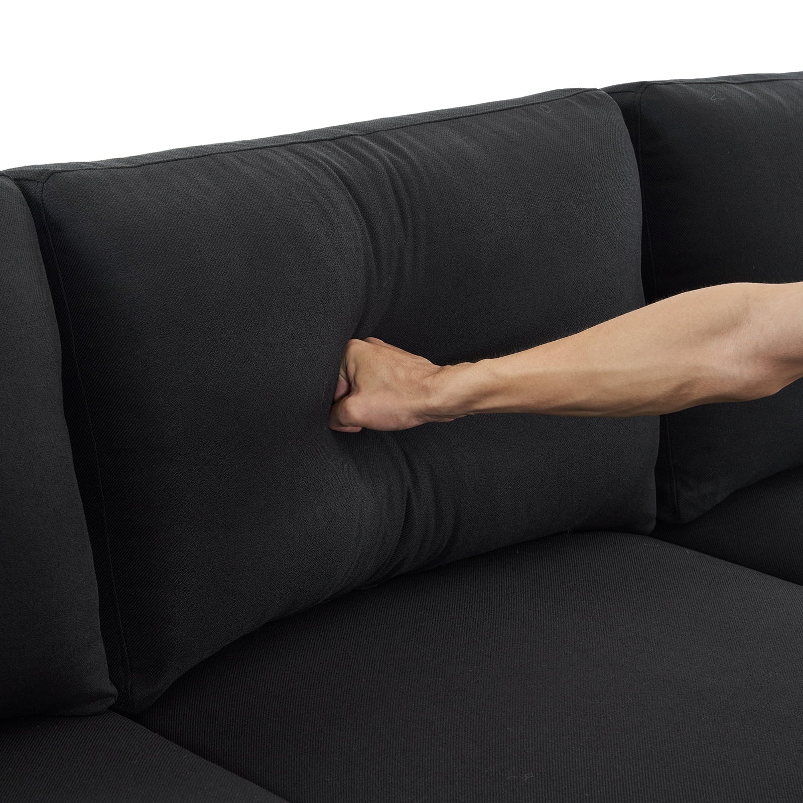 Zimtown Convertible Sectional Sofa,U Shaped Couch with Double Reversible Chaise, Soft Linen Fabric Sectional Couch with Metal Feet Black