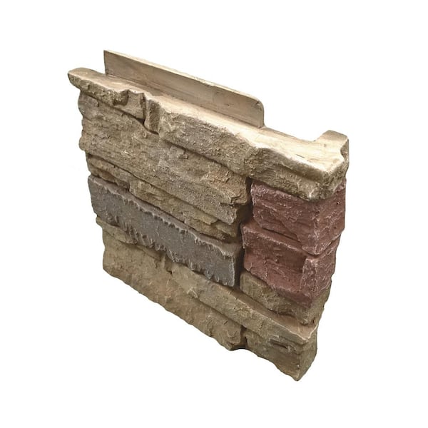 Stacked Stone Desert Sunrise 12 in. x 1.375 in. x 12 in. Faux Stone Siding Right Corner Panel