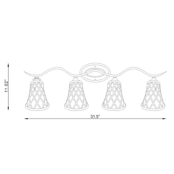 Brescia 31.5 in. 4-lights Chrome Vanity Light with Cut Crystal Glass Shade