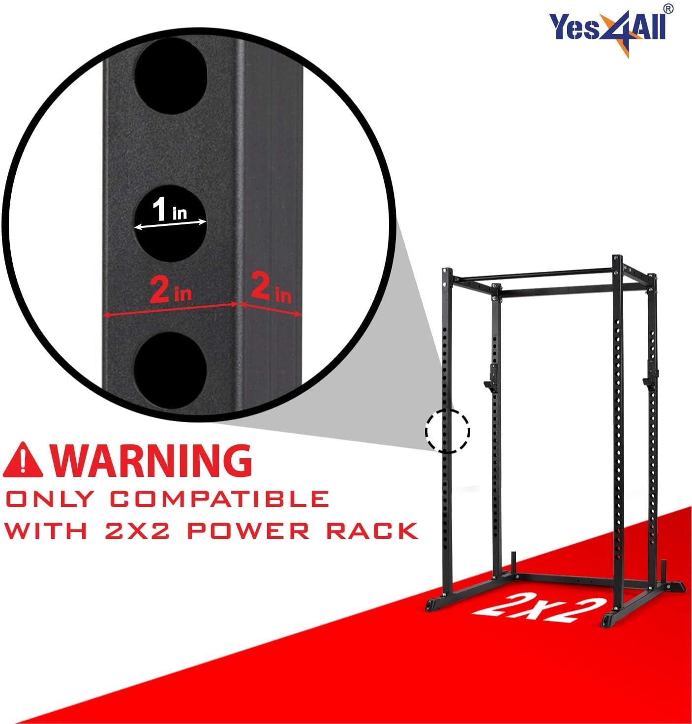 Yes4All 2x2inch Weight Holder Attachment Power Rack V1 Black
