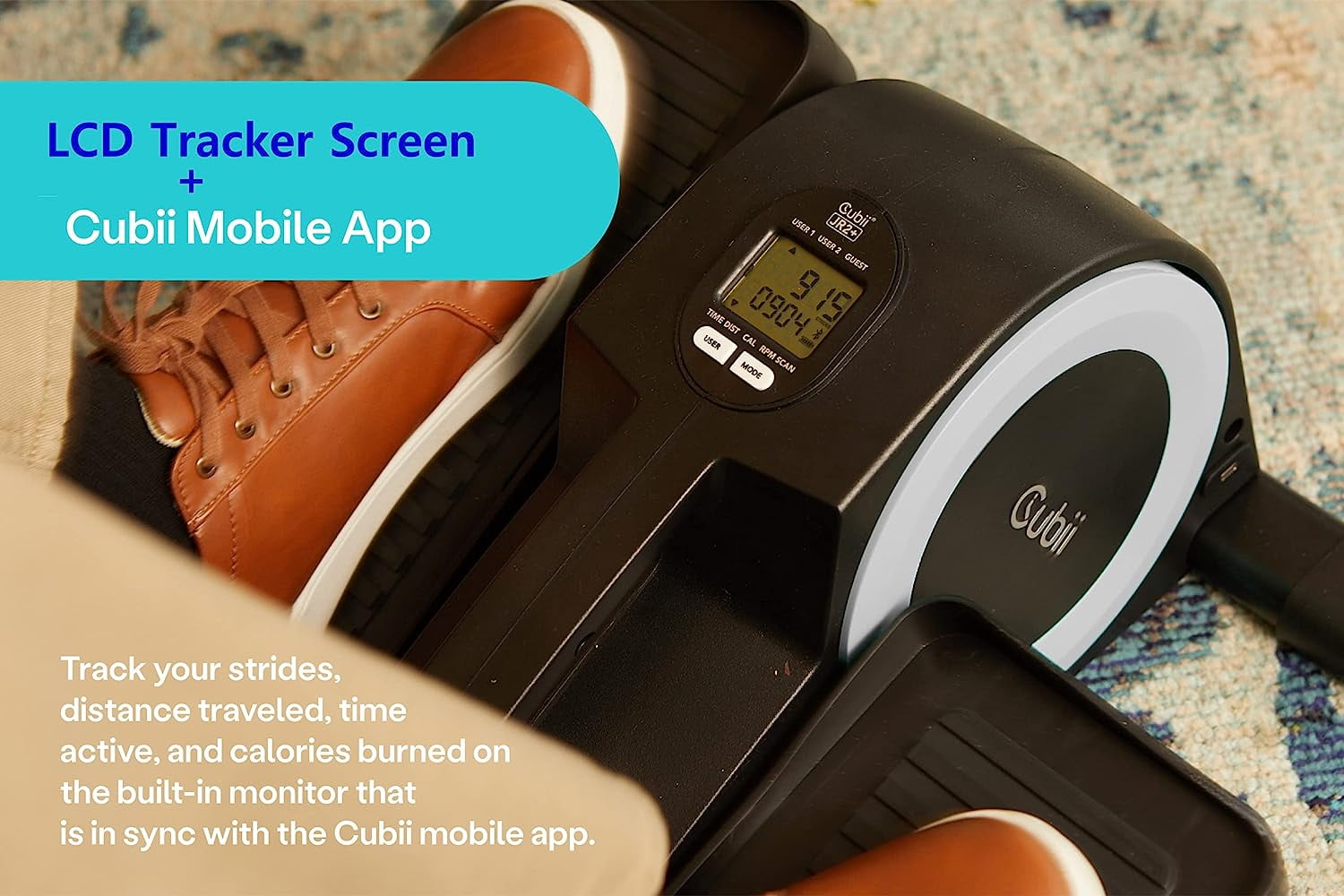 Cubii JR1+ Compact Seated Elliptical With Bluetooth & Gripii Mat