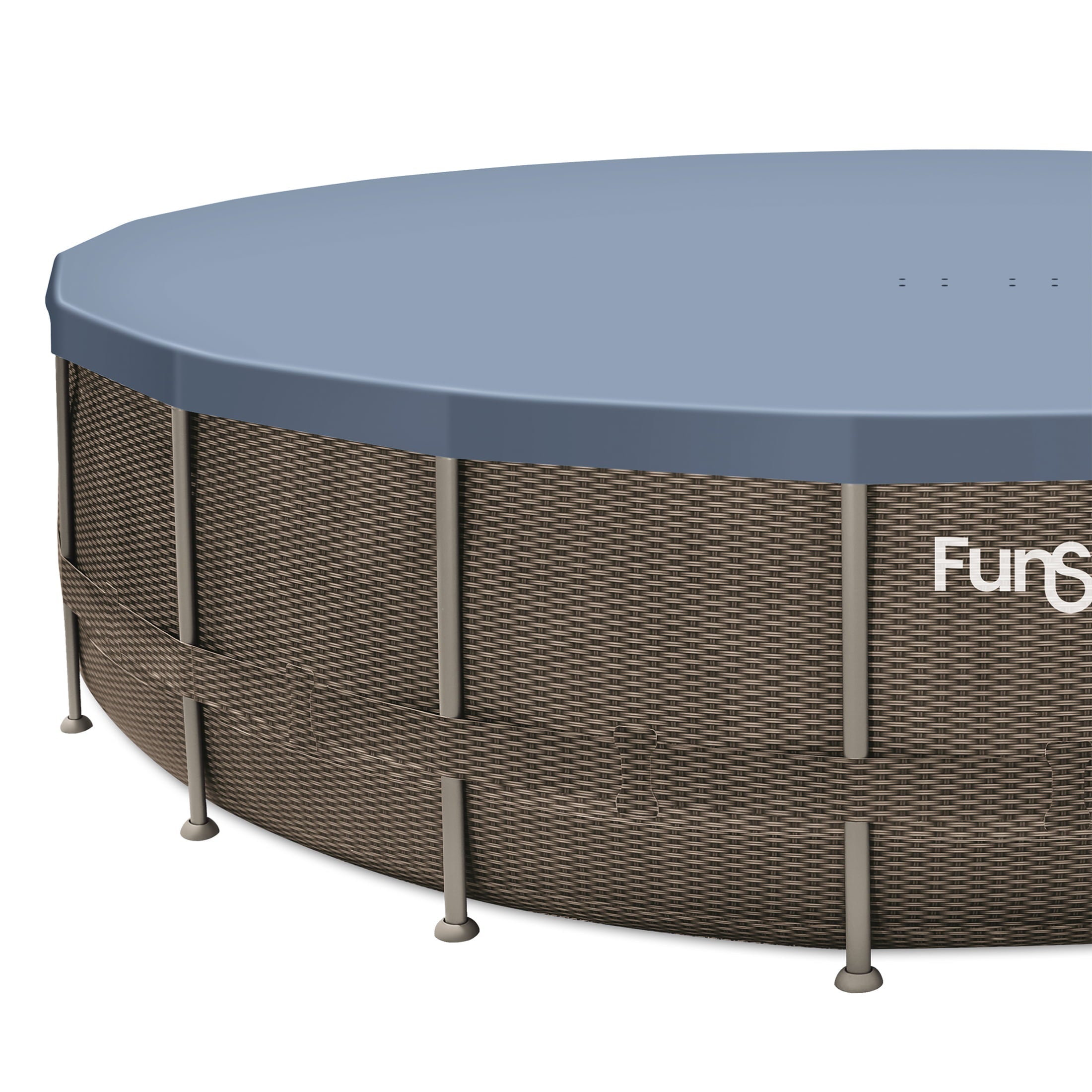 Funsicle 22 ft Oasis Designer Above Ground Frame Swimming Pool, Dark Double Rattan, Round, Age 6 & up